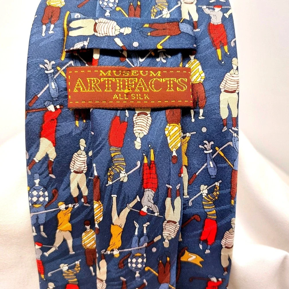 MUSEUM ARTIFACTS Silk Handmade Necktie Blue‎ Golf Sport Mens Tie 55